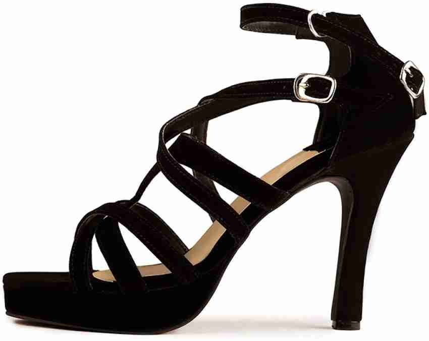 Rise black best sale strappy high heels