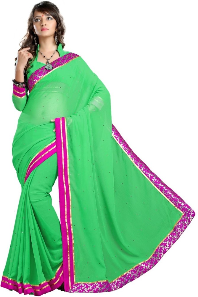 Buy Heena Fashion Embroidered Bollywood Chiffon Green Sarees Online @ Best  Price In India