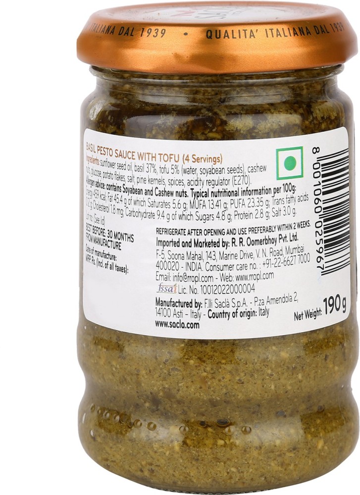 Sacla Basil Pesto Sauce Price in India Buy Sacla Basil Pesto