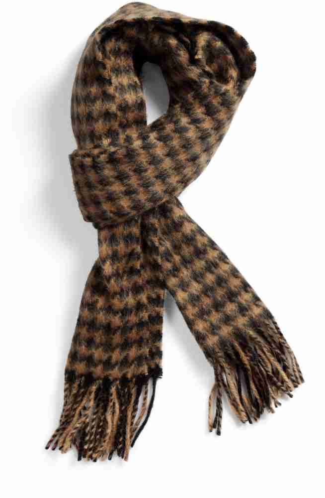 Buy HOUNDSTOOTH-PRINT WOOLEN BROWN WOVEN SCARF for Women Online in India