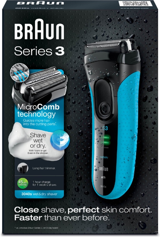 Braun Series 3 ProSkin 3040s Rechargeable Wet Dry Men's Electric Shaver  with Precision Trimmer 