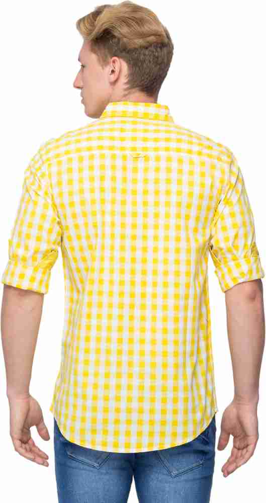 yellow and white checkered shirt