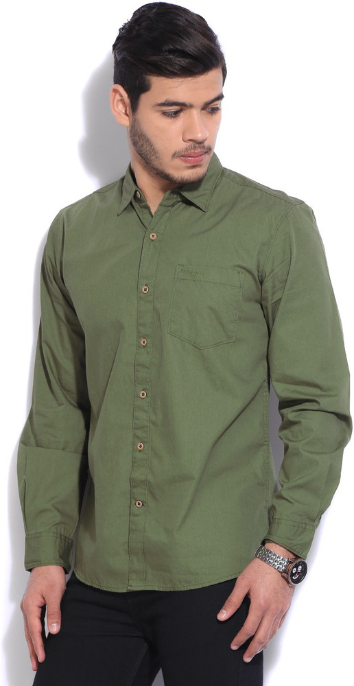 Wrangler olive sale green shirt