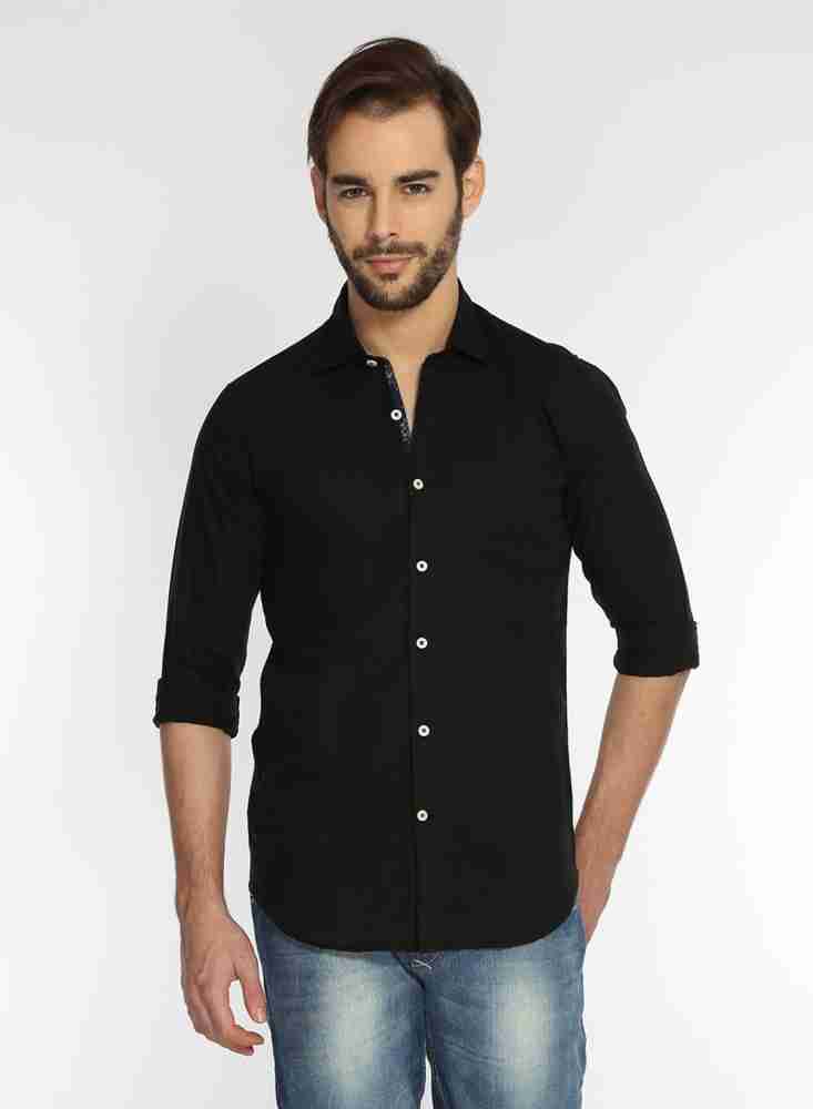 Rockstar Jeans Men Solid Casual Black Shirt - Buy Black Rockstar