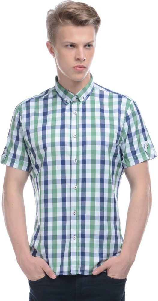 KOTON Men Checkered Casual Green Shirt - Buy Green, Blue and White