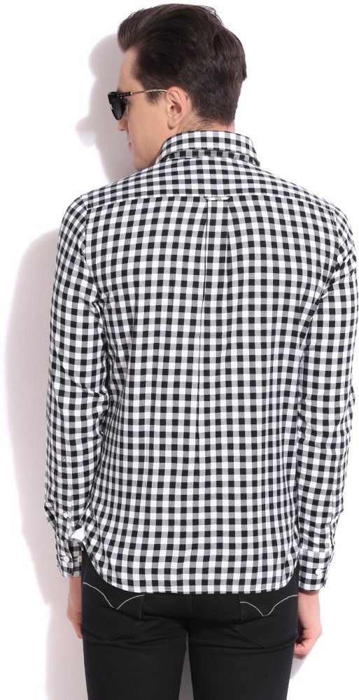 U.S. POLO ASSN. Men Checkered Casual White Black Shirt Buy