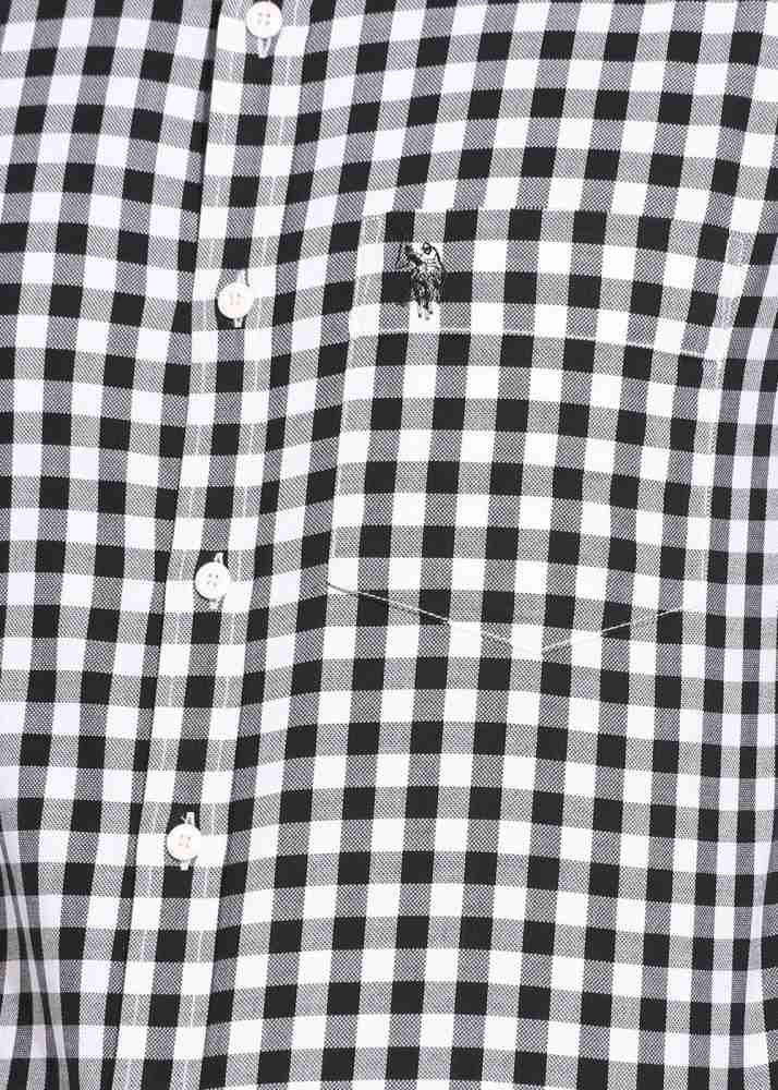 Checkered polo shop black and white