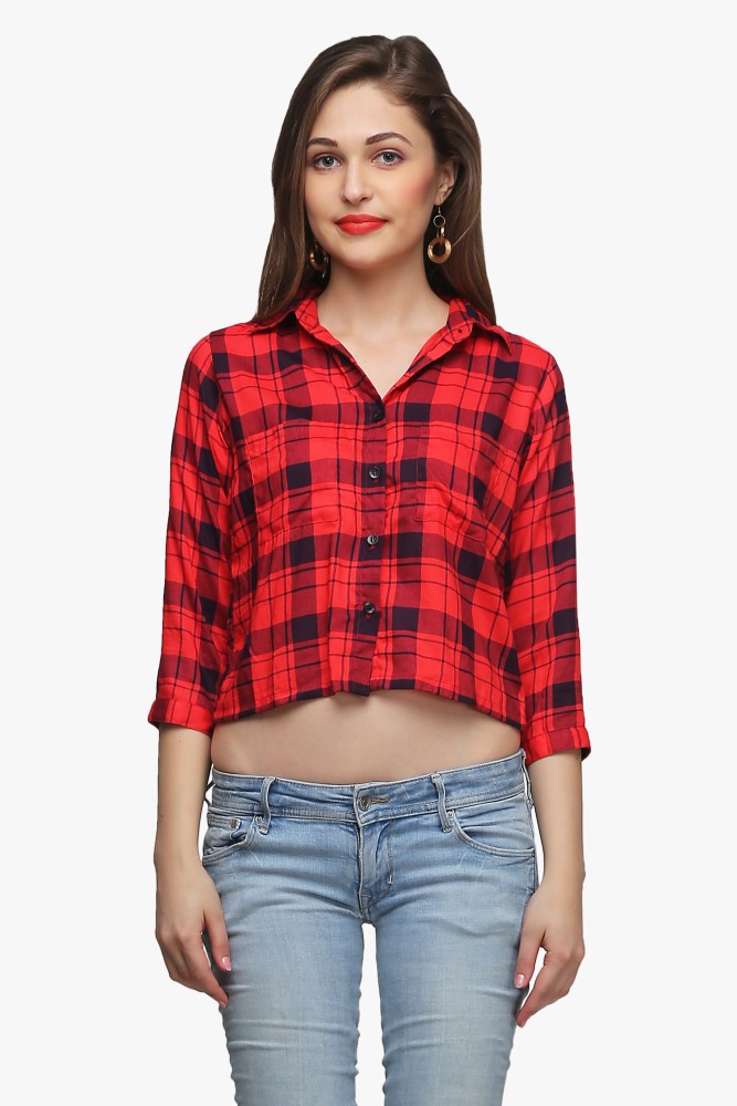 Buy Girls Red & Black Check Print Crop Top Online at Sassafras