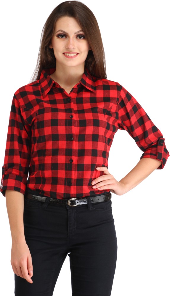 Girls red on sale and black shirt