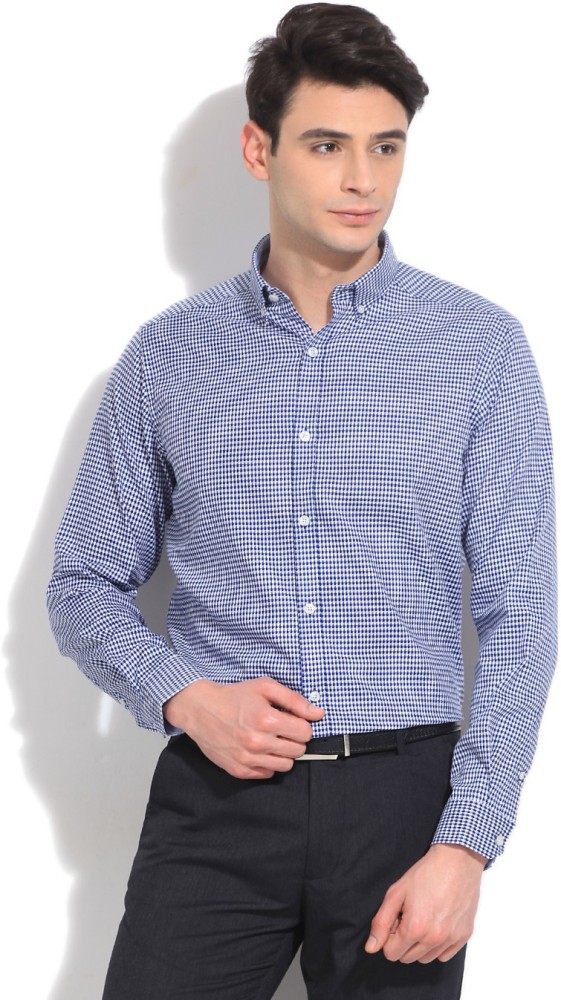 Geoffrey Beene Men Checkered Casual White, Blue Shirt - Buy BLUE