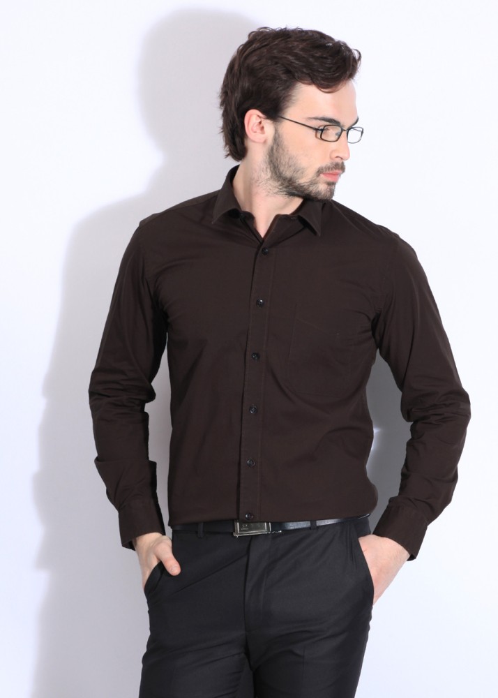 VAN HEUSEN Men Solid Formal Brown Shirt - Buy VAN HEUSEN Men Solid Formal Brown  Shirt Online at Best Prices in India | Flipkart.com