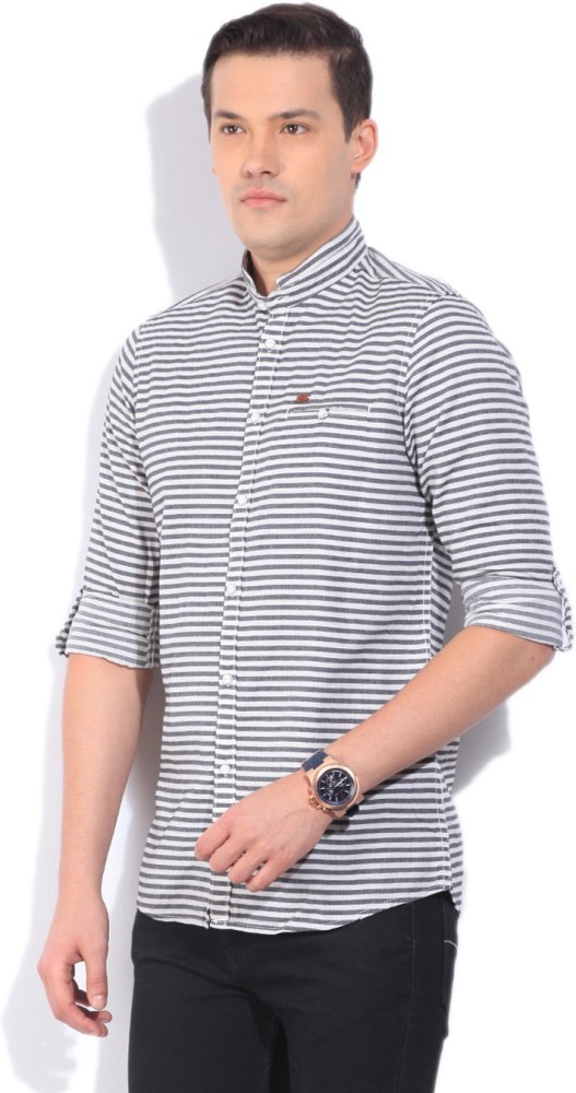 LP LOUIS PHILIPPE Men Striped Casual White, Grey Shirt - Buy Grey