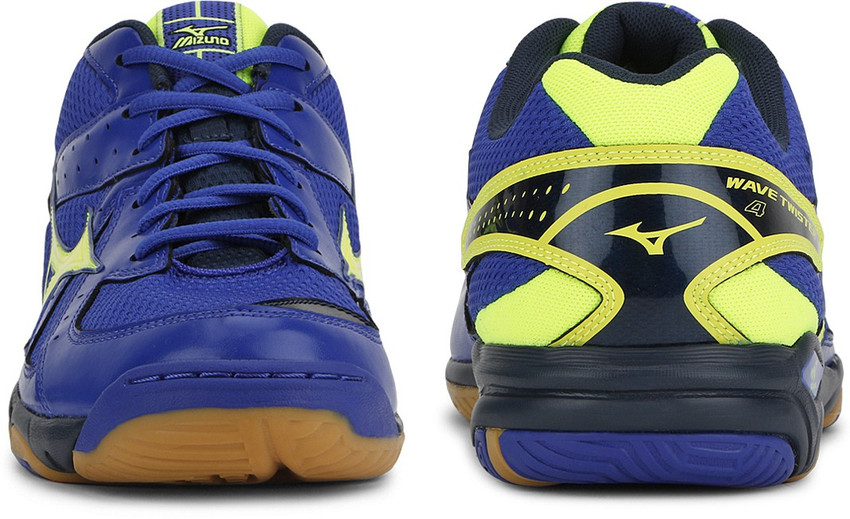 MIZUNO Wave Twister 4 Badminton Shoes For Men Buy Dress Blues Surf The Web Neon Yellow Color MIZUNO Wave Twister 4 Badminton Shoes For Men Online at Best Price Shop