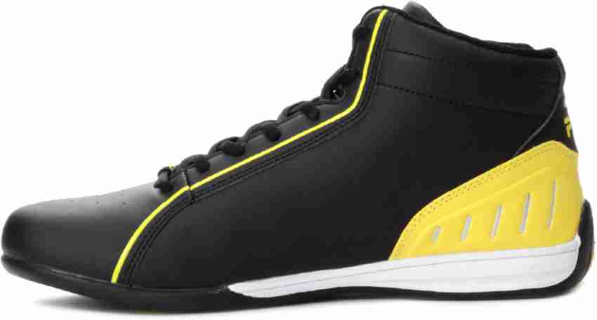 Yellow and cheap black fila shoes