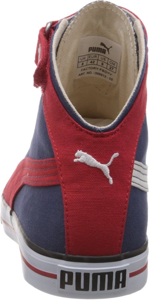 Puma red outlet and blue sneakers