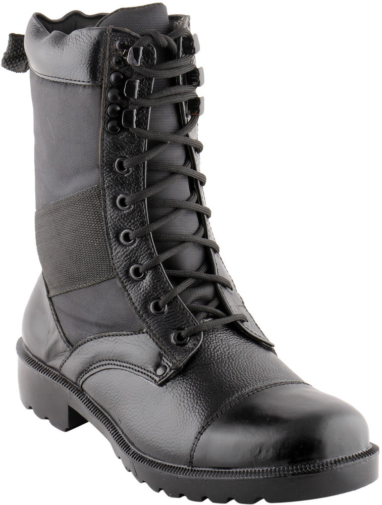 METROGUE Black Cloth Genuine Leather Patrolling Cum Ordinance Boot