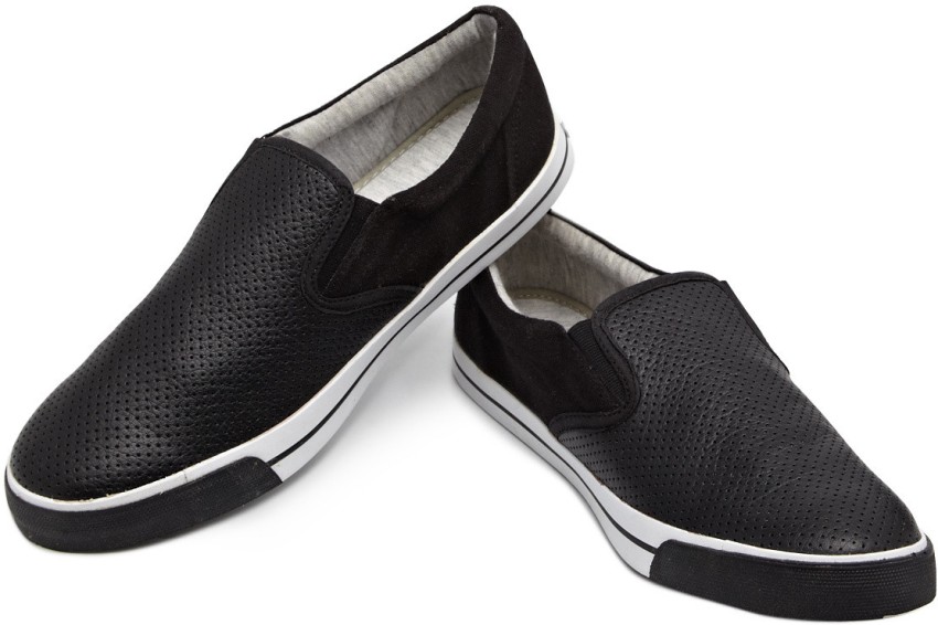 GAS Perforated Leather Look Slip On Plimsolls Loafers For Men Buy Black Color GAS Perforated Leather Look Slip On Plimsolls Loafers For Men Online at Best Price Shop Online for Footwears in