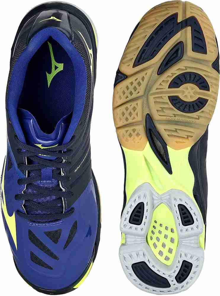 MIZUNO Wave Lightning Z2 Badminton Shoes For Men Buy Dress Blues Surf The Web Neon Yellow Color MIZUNO Wave Lightning Z2 Badminton Shoes For Men Online at Best Price Shop
