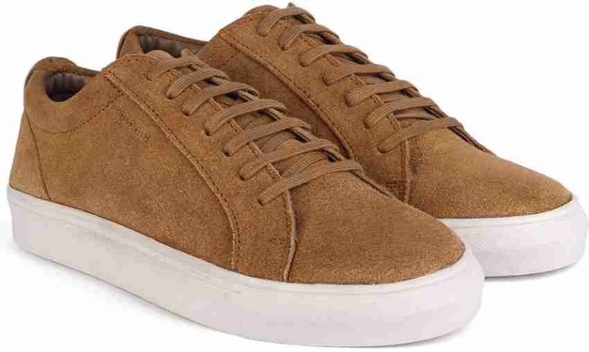 Extrimos Luxe Brown Suede Leather Lace up Sneakers For Men - Buy