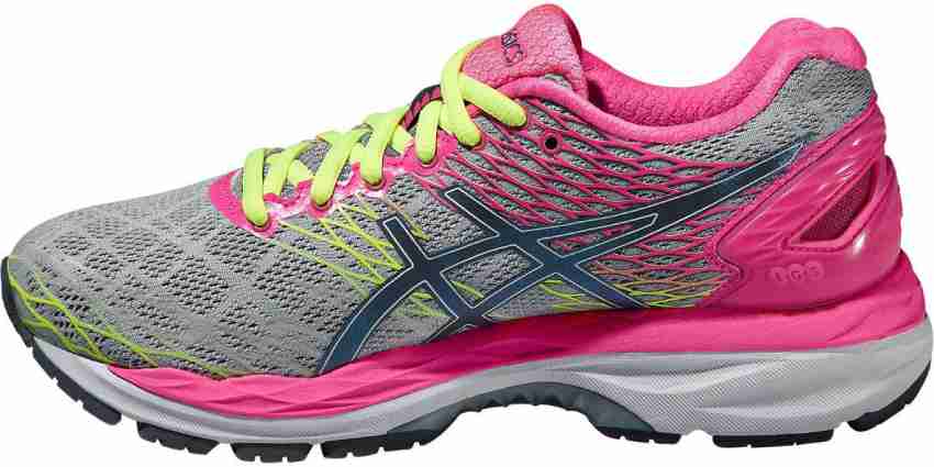 Asics Gel Nimbus 18 Women Running Shoes For Women Buy Hot Pink Silver Titanium Color Asics Gel Nimbus 18 Women Running Shoes For Women Online at Best Price Shop Online for Footwears