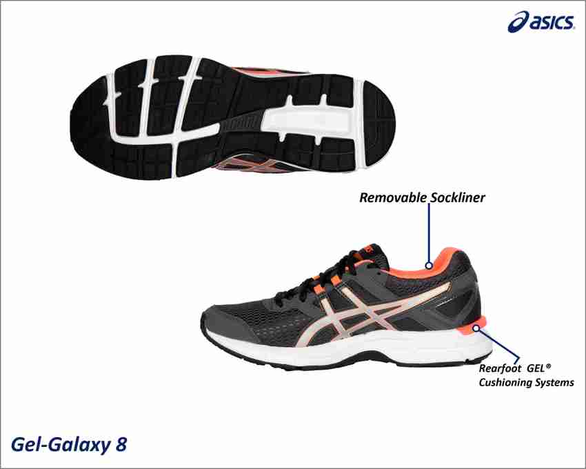 Asics GEL GALAXY 8 Running Shoes For Women Buy DARK GRAY SILVER FLASH CORAL Color Asics GEL GALAXY 8 Running Shoes For Women Online at Best Price Shop Online for Footwears in India