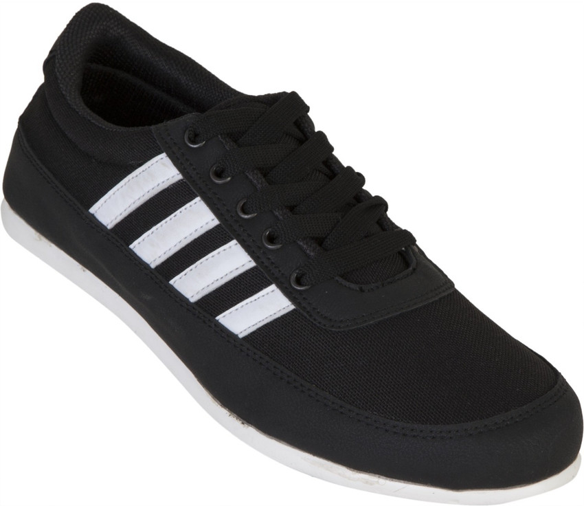 black trainers with white stripe