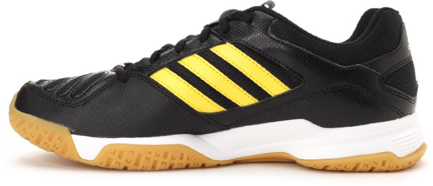 Adidas bt feather 2025 badminton shoes (black/yellow)