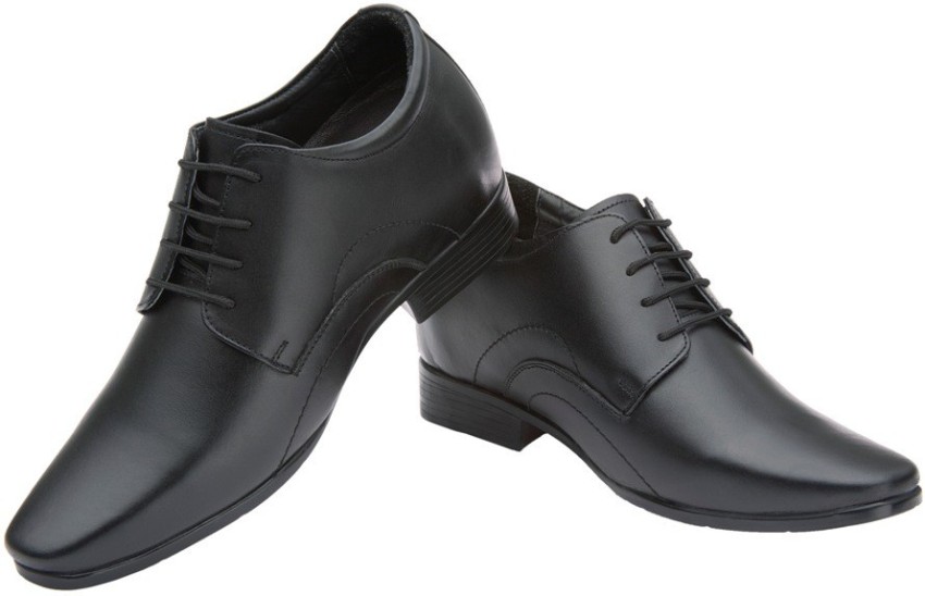 Elevato Black Claudio Formal Height Inreasing Shoes Lace Up For