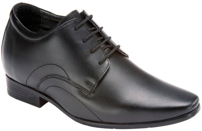 Elevato Black Claudio Formal Height Inreasing Shoes Lace Up For