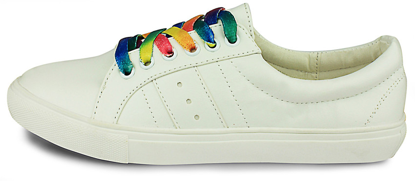 White shoes with rainbow clearance laces
