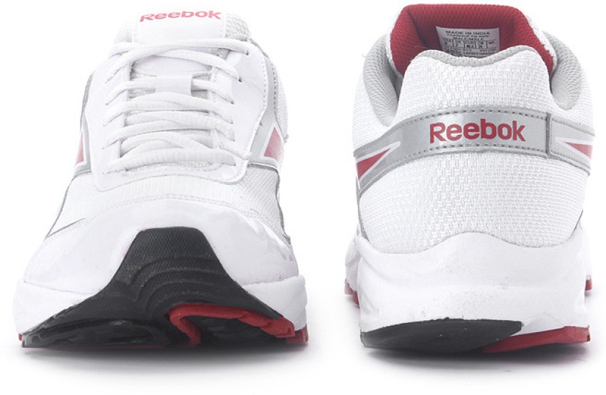 Reebok white and hot sale red running shoes