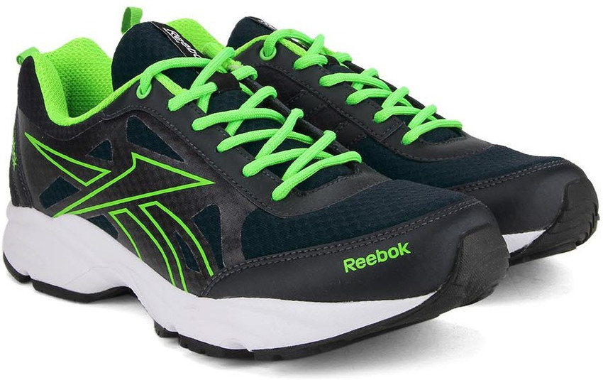reebok black and green sport shoes