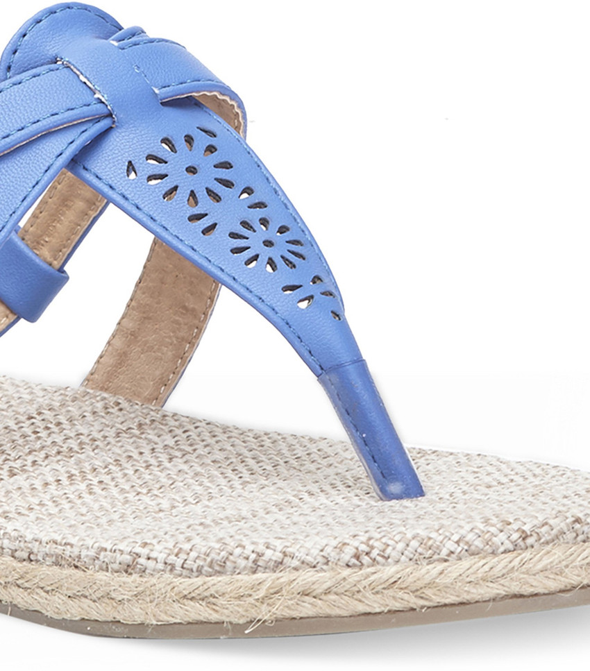 AMPERSTYLE Amperstyle Blue Jute Cut Work Flat Sandals Casuals For