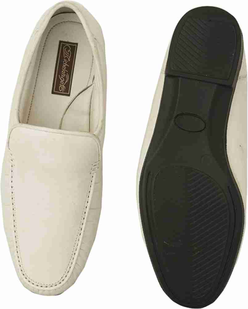 Mens white leather sale slip on loafers