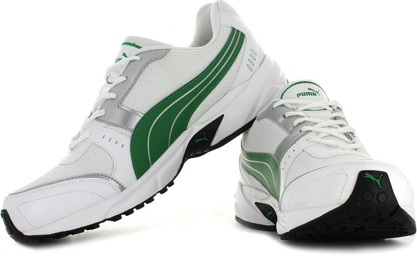 Puma argus white 2025 and green running shoes