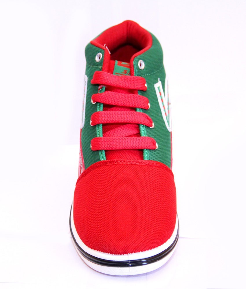 Red best sale green sneakers