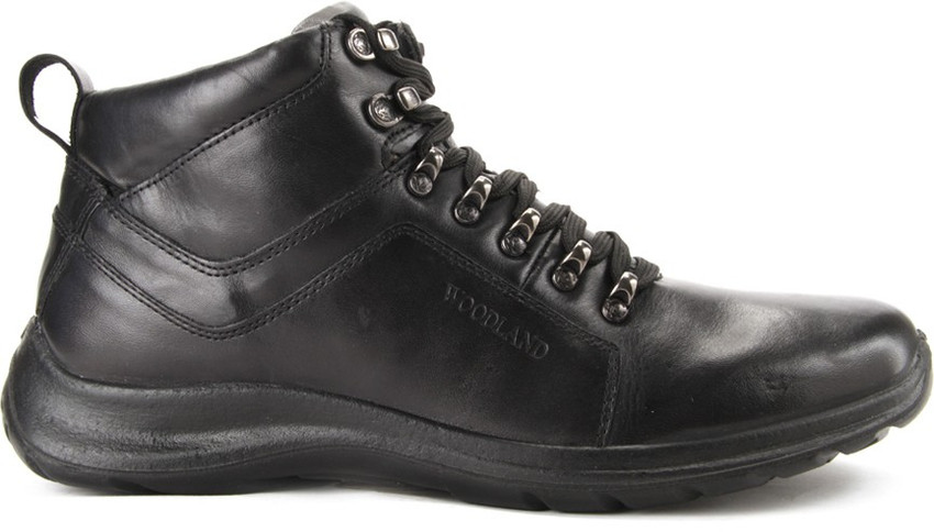 Woodland black leather shoes outlet