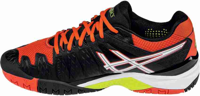 Asics Gel Resolution 6 Men Tennis Shoes For Men Buy BLK WHT ORG Color Asics Gel Resolution 6 Men Tennis Shoes For Men Online at Best Price Shop Online for Footwears in India