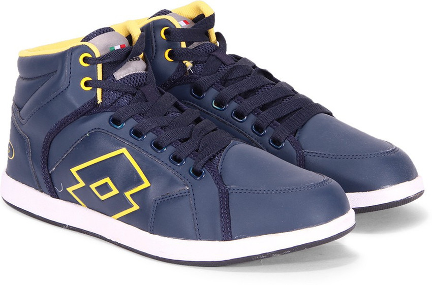 LOTTO Logo Plus Hi Mid Ankle Sneakers For Men Buy Navy Yellow