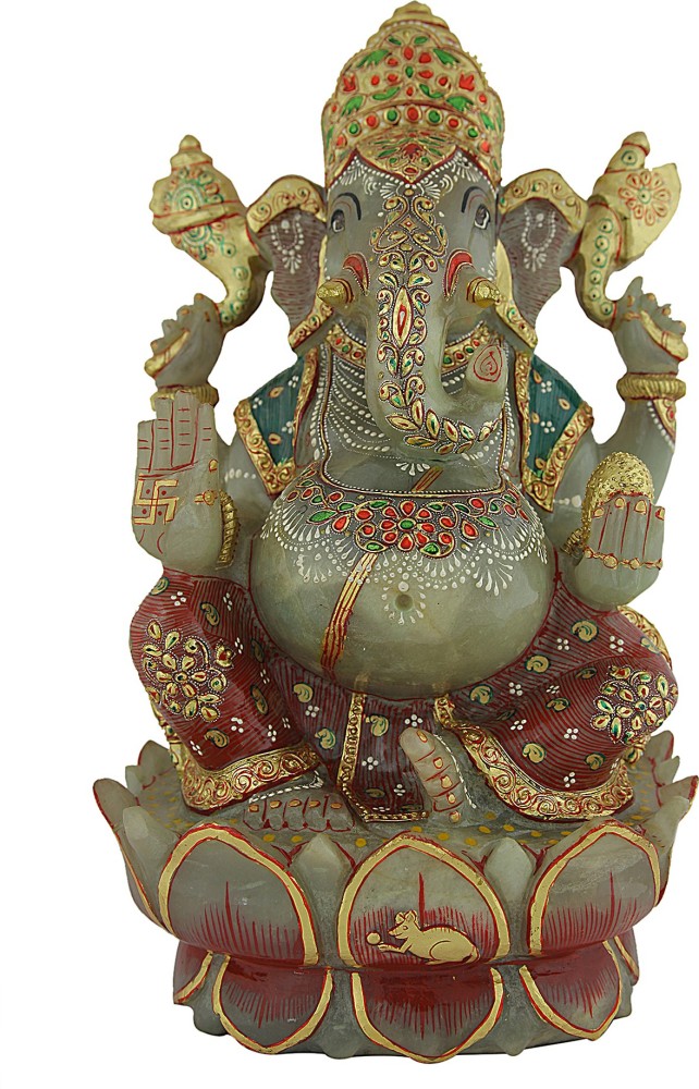 TIED RIBBONS Ganesh Idol for Home | Resin, 5 X 6.2 inch | Handmade Figurine  Hindu Decor Ganesha Statues for Office Decoration, Home, Mandir, Temple 