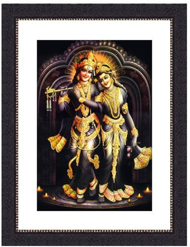 Spiritual Devotional Print Radha-Krishna-8X10 with Black Photo