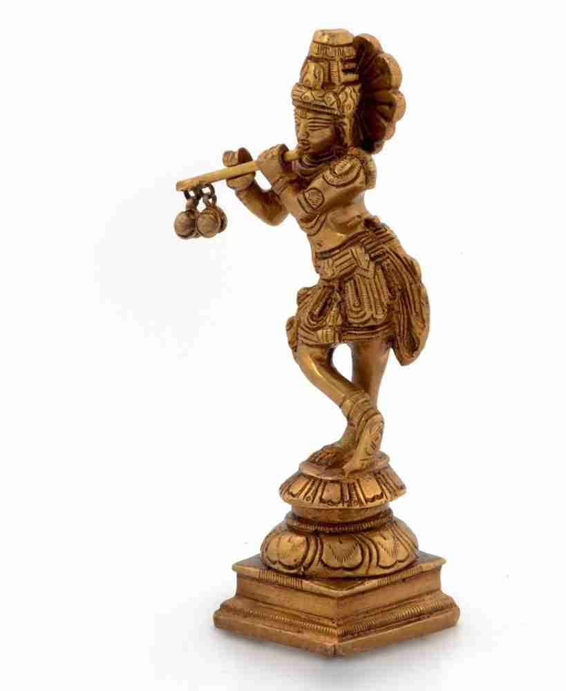 Buy Collectible India Brass Flute Playing Krishna Statue Hindu God  Religious Idol Krishan Figurine Home Gifts Decor(Size 7 x 3.5 Inches)  Online at Low Prices in India 