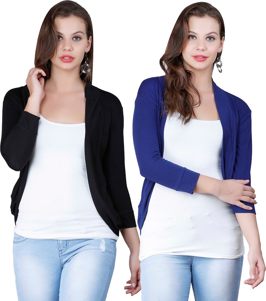 ZALULA Women Shrug Buy Navy Black ZALULA Women Shrug Online at