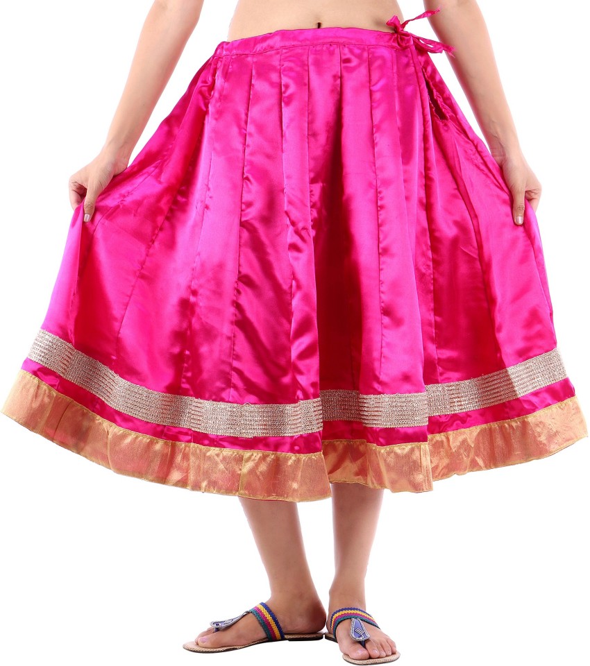 Khalak Solid Women Pleated Pink Skirt - Buy Khalak Solid Women Pleated Pink  Skirt Online at Best Prices in India