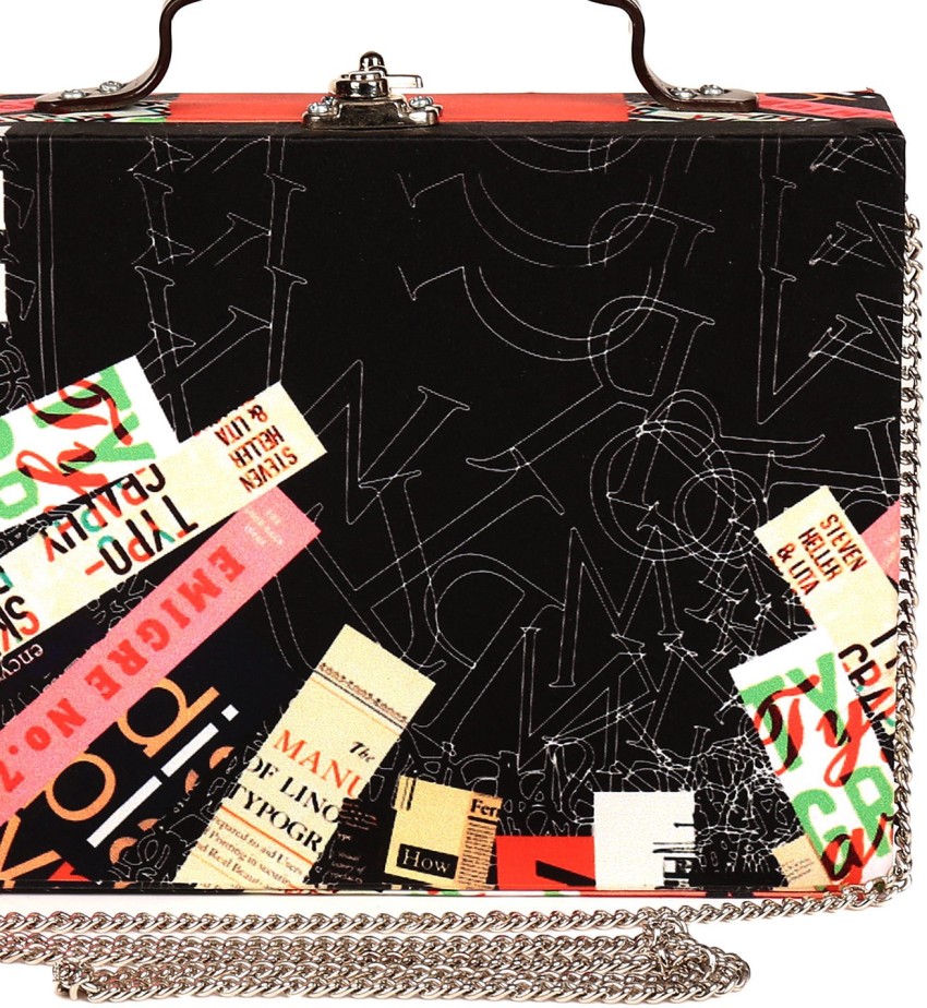 Snutch Multicolor Sling Bag The A book Box Print Black Red Price