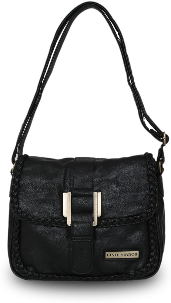 LINO PERROS Sling Bag LWSL00078 Black - Price in India