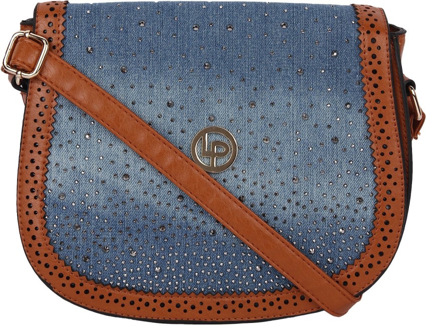LINO PERROS Blue Sling Bag LWSL00205 Blue - Price in India
