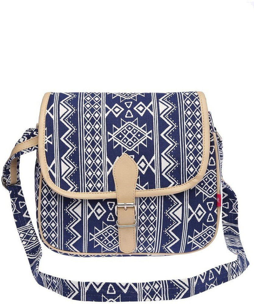 Life by Shoppers Stop Blue Sling Bag Folk Blue Price in India