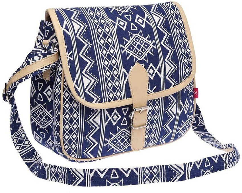 Life by Shoppers Stop Blue Sling Bag Folk Blue Price in India