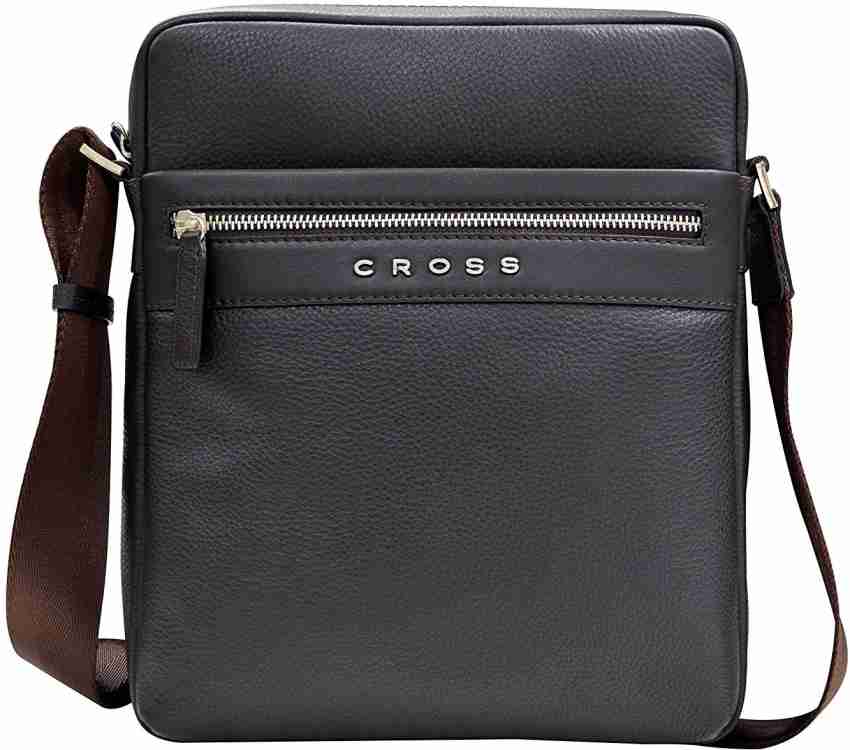Genuine Black Leather Sling Bag | Crossbody Bag Cognac